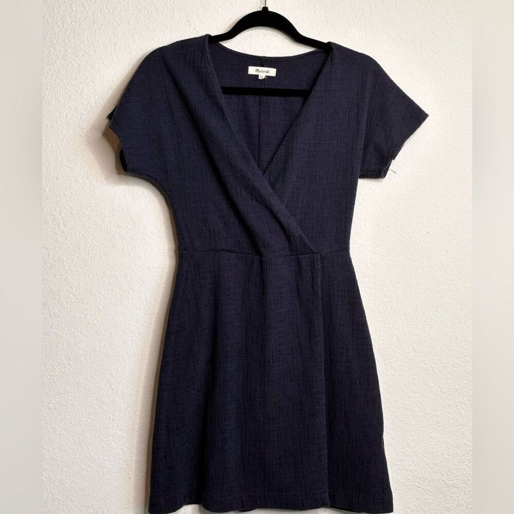 Madewell Navy Wrap Dress Short Sleeve Mini Flowy Casual Women's XXS